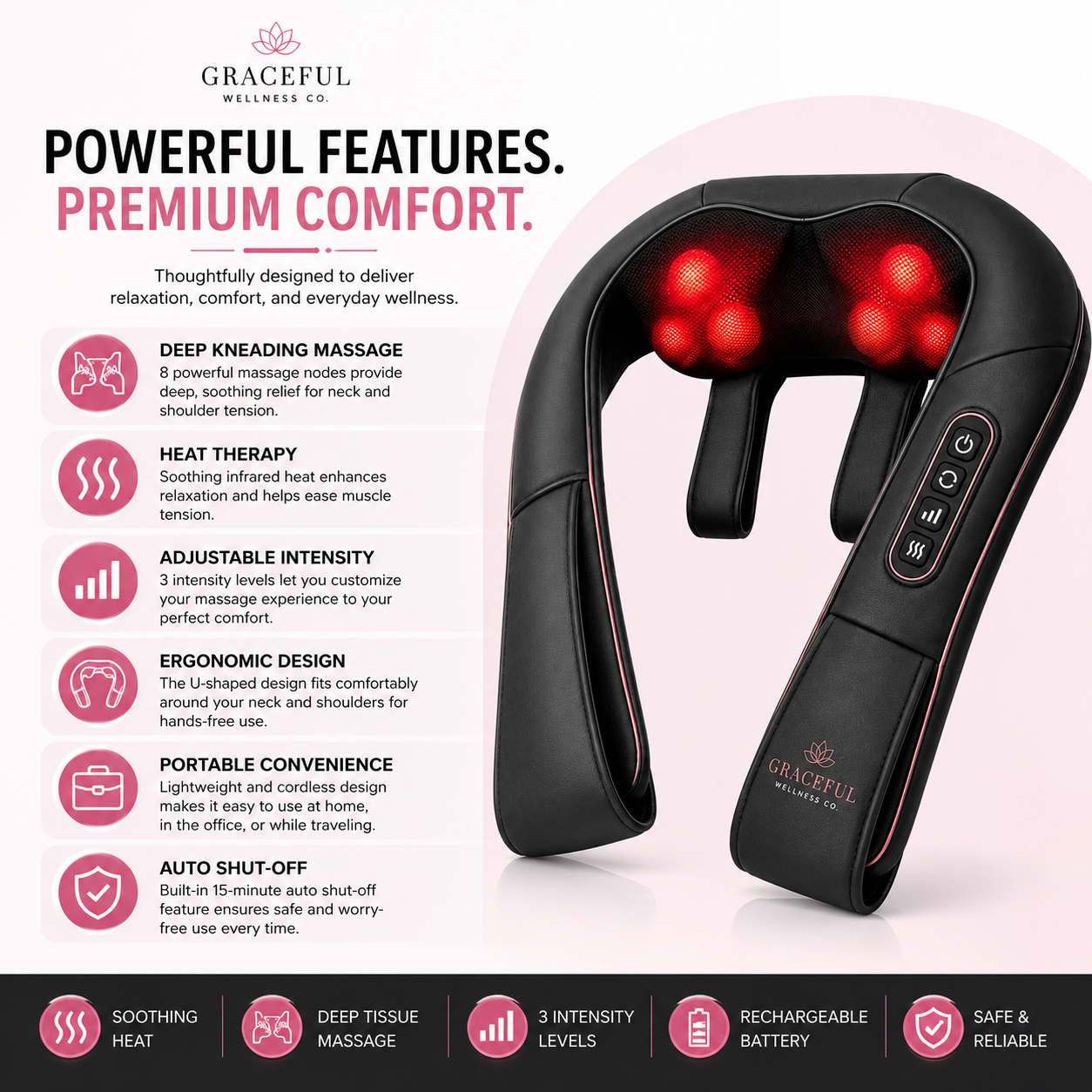 Graceful Relief™ Heated Neck & Shoulder Massager