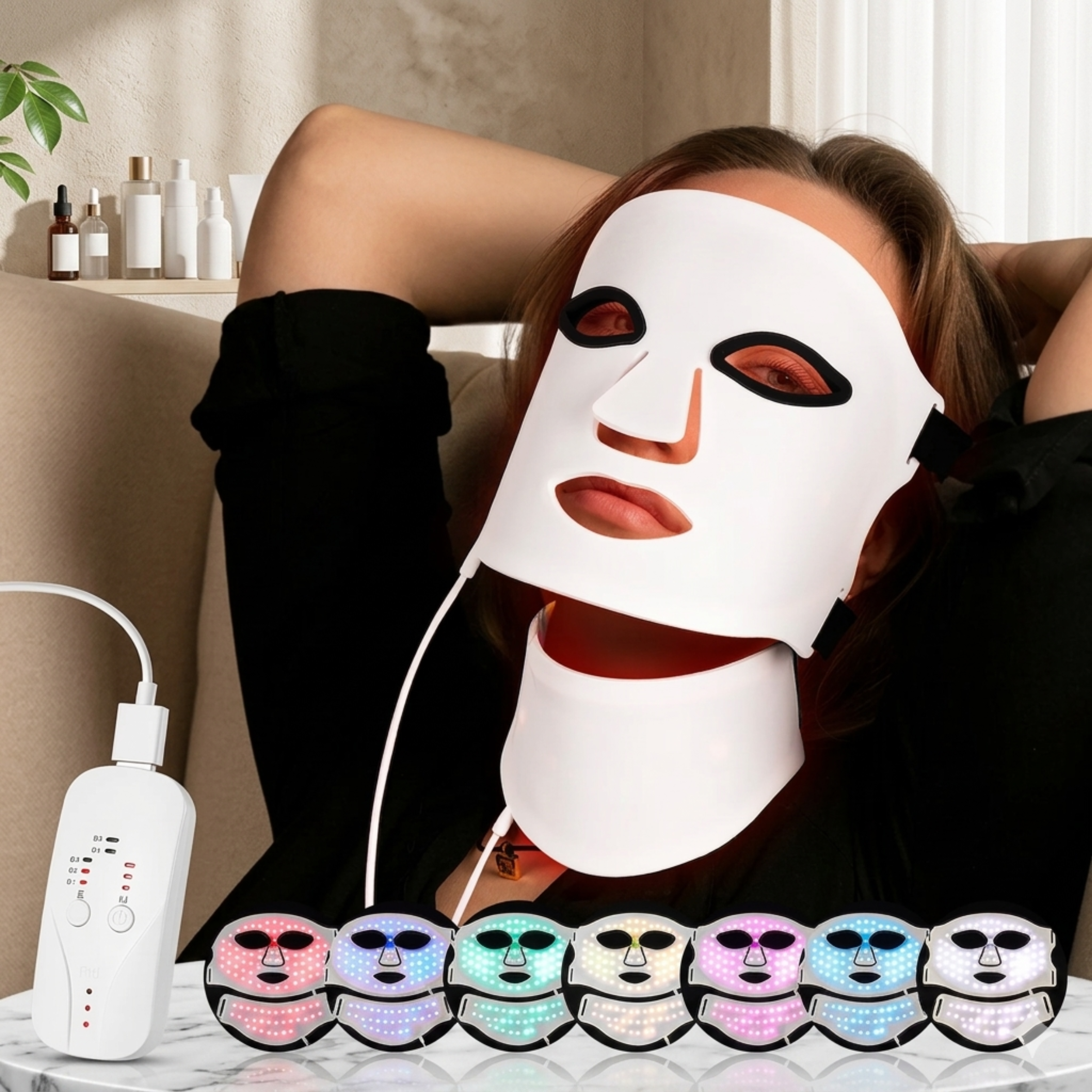 Silicone LED Face & Neck Light Therapy Mask