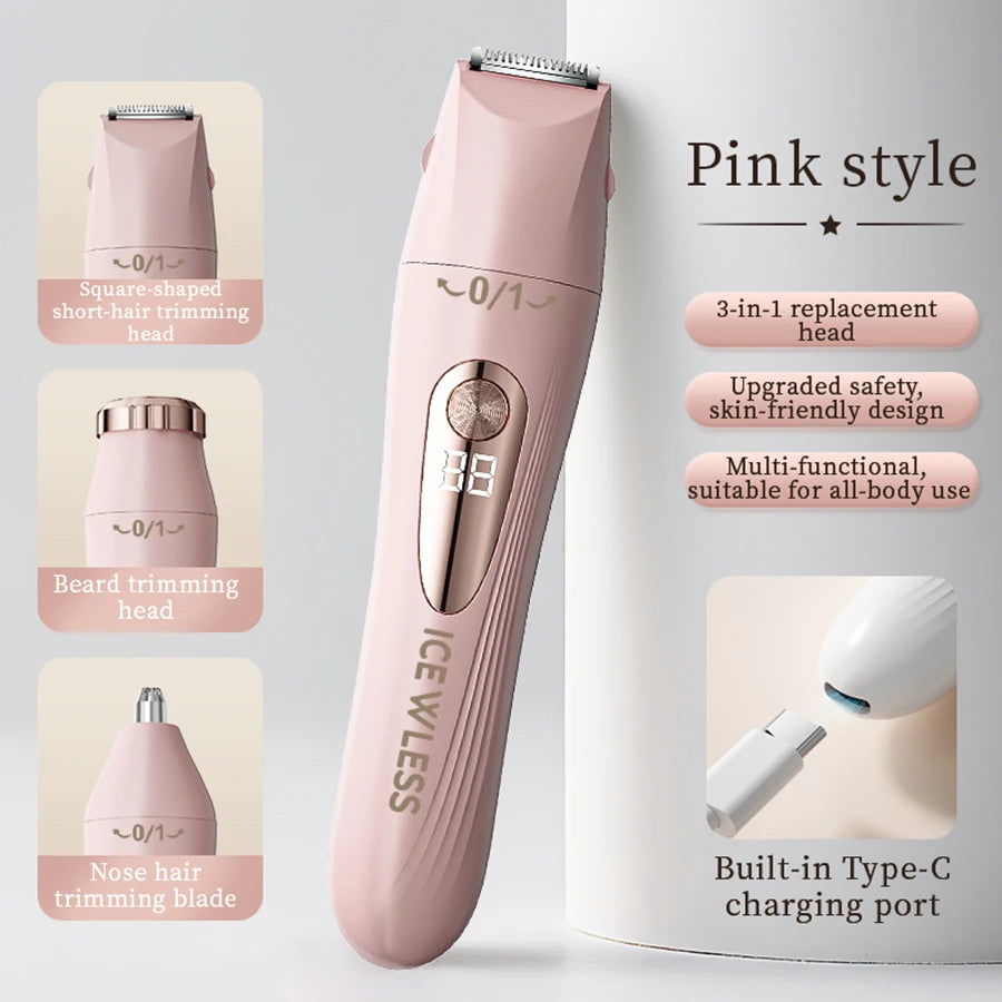 USB Rechargeable 3-in-1 Women Hair Removal Razor