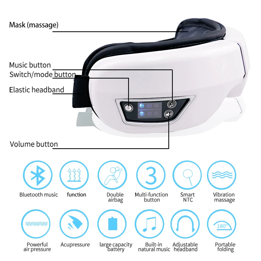 Smart Vibration Eye Massager Bluetooth Sleep Mask