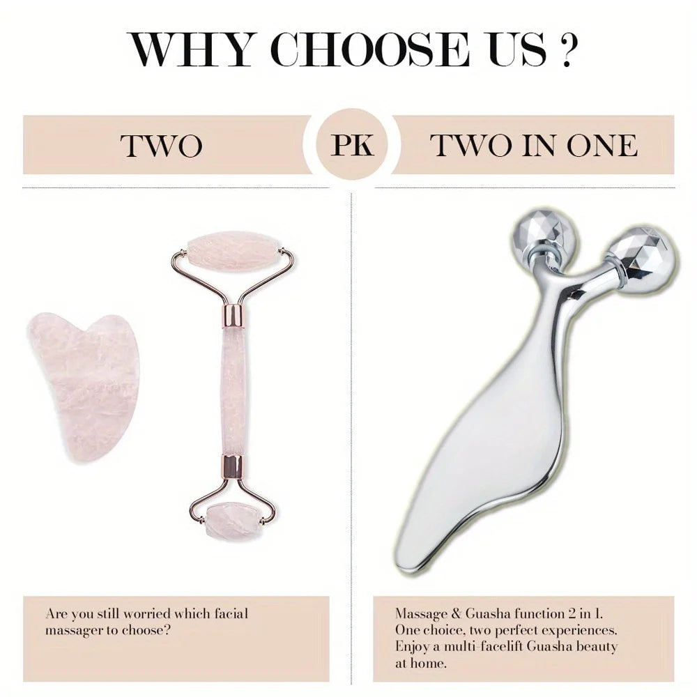 3D Facial Massager Gua Sha Cold Roller Tool