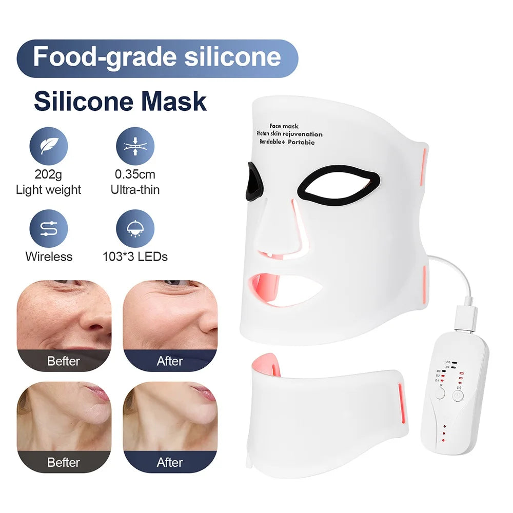 Silicone LED Face & Neck Light Therapy Mask
