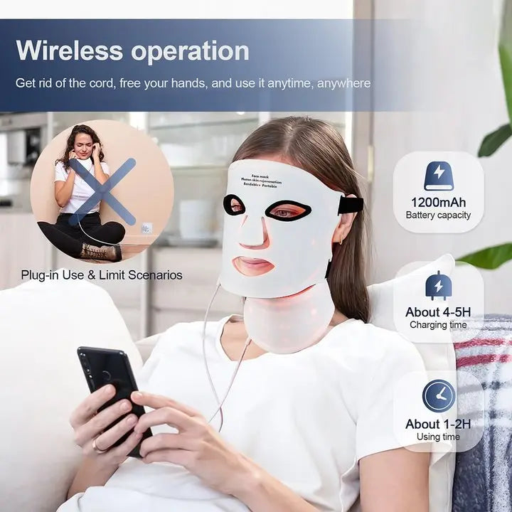 Silicone LED Face & Neck Light Therapy Mask