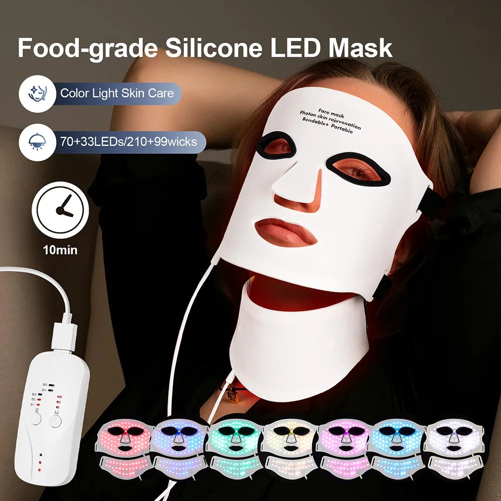 Silicone LED Face & Neck Light Therapy Mask